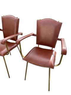 Jacques Adnet Pair of 1950s Stitched leather armchairs by Jacques Adnet - 4363022