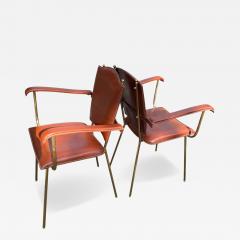 Jacques Adnet Pair of 1950s Stitched leather armchairs by Jacques Adnet - 4363395