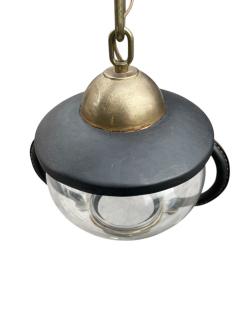 Jacques Adnet Pair of 1950s Stitched leather lanterns by Jacques Adnet - 4472453