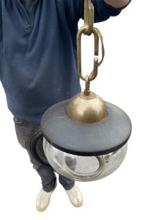 Jacques Adnet Pair of 1950s Stitched leather lanterns by Jacques Adnet - 4472457