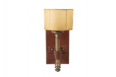 Jacques Adnet Pair of 1950s Stitched leather sconces By Jacques Adnet - 2611881