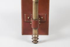 Jacques Adnet Pair of 1950s Stitched leather sconces By Jacques Adnet - 2611884