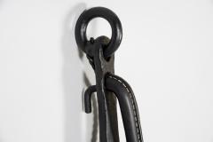 Jacques Adnet Pair of 1950s Stitched leather sconces by Jacques Adnet - 2793774
