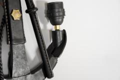 Jacques Adnet Pair of 1950s Stitched leather sconces by Jacques Adnet - 2793780