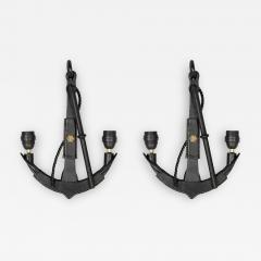 Jacques Adnet Pair of 1950s Stitched leather sconces by Jacques Adnet - 2796490