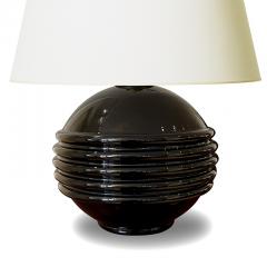 Jacques Adnet Pair of Black Opaline Glass Lamps in the Style of Jacques Adnet - 2150160