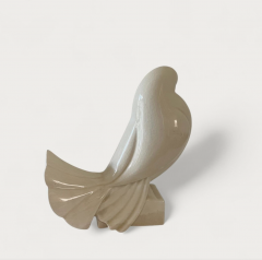 Jacques Adnet Pair of Ceramic Doves by Jacques Adnet Art Deco Ivory Glaze 1930 - 4612995