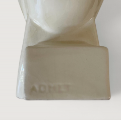 Jacques Adnet Pair of Ceramic Doves by Jacques Adnet Art Deco Ivory Glaze 1930 - 4612997