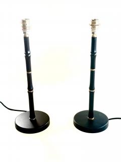 Jacques Adnet Pair of French Faux Bamboo Table Lamps from a Design by Jacques Adnet - 4189486
