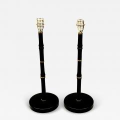 Jacques Adnet Pair of French Faux Bamboo Table Lamps from a Design by Jacques Adnet - 4193007