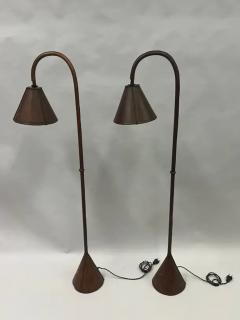 Jacques Adnet Pair of French Mid Century Hand Stitched Leather Floor Lamps by Jacques Adnet - 3504030