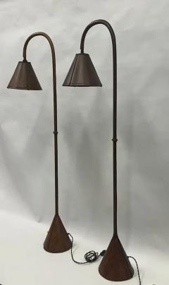 Jacques Adnet Pair of French Mid Century Hand Stitched Leather Floor Lamps by Jacques Adnet - 3504062