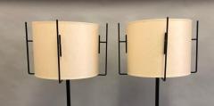 Jacques Adnet Pair of French Mid Century Modern Iron Parchment Floor Lamps by Jacques Adnet - 1657687