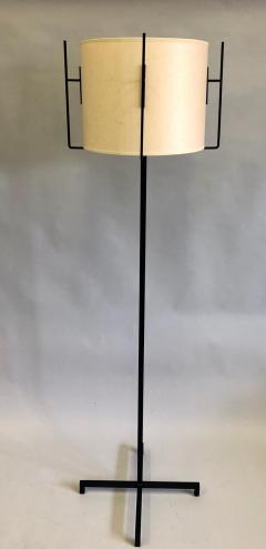 Jacques Adnet Pair of French Mid Century Modern Iron Parchment Floor Lamps by Jacques Adnet - 1657693