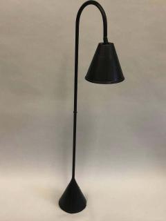 Jacques Adnet Pair of French Midcentury Handstitched Black Leather Floor Lamps Jacques Adnet - 1746386