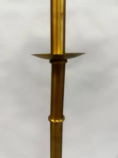 Jacques Adnet Pair of Large French Brass Faux Bamboo Floor Lamps in the style of Jacques Adnet - 4112166