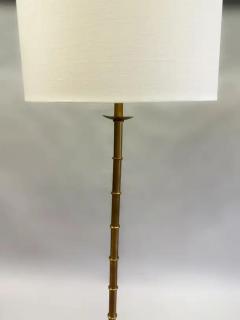 Jacques Adnet Pair of Large French Brass Faux Bamboo Floor Lamps in the style of Jacques Adnet - 4112274