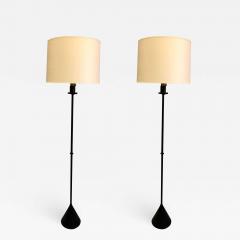 Jacques Adnet Pair of Mid Century Modern Handstitched Leather Floor Lamps by Jacques Adnet - 1772664