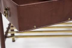 Jacques Adnet Pair of Stitched Leather Side tables By Jacques Adnet - 3025594