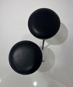 Jacques Adnet Pair of Stitched Leather Stools - 3145200