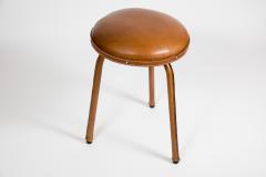 Jacques Adnet Pair of Stitched Leather Stools By Jacques Adnet - 1678513