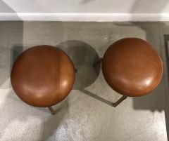 Jacques Adnet Pair of Stitched Leather Stools by Jacques Adnet - 1819275