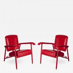 Jacques Adnet Pair of Stitched Leather armchairs by Jacques Adnet - 892340