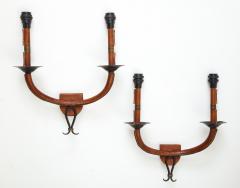 Jacques Adnet Pair of Stitched Leather sconces by Jacques Adnet - 1196610