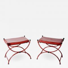 Jacques Adnet Pair of Stitched Leather stools by Jacques Adnet - 817342