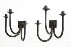 Jacques Adnet Pair of Stitched leather sconces by Jacques Adnet - 878636