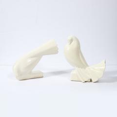 Jacques Adnet Pair of White Ceramic Dove Sculptures by Jacques Adnet - 2946506