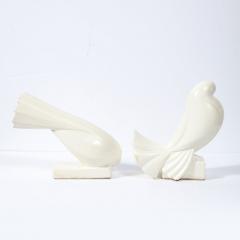 Jacques Adnet Pair of White Ceramic Dove Sculptures by Jacques Adnet - 2946512