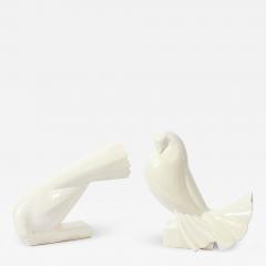 Jacques Adnet Pair of White Ceramic Dove Sculptures by Jacques Adnet - 2951897