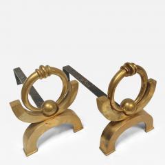 Jacques Adnet Pair of bronze andirons attributed to Jacques Adnet - 3728407