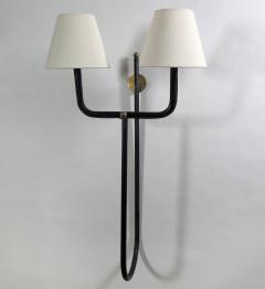 Jacques Adnet Pair of large scale two arm wall lights - 2620597