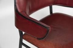 Jacques Adnet Pair of rare Stitched Leather armchairs by Jacques Adnet - 1231621