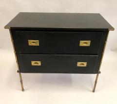 Jacques Adnet Rare French Handstitched Leather and Brass Faux Bamboo Commode by Jacques Adnet - 1695597