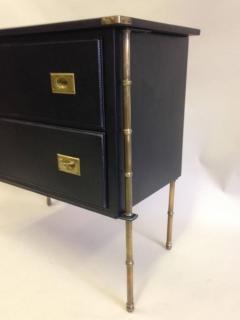 Jacques Adnet Rare French Handstitched Leather and Brass Faux Bamboo Commode by Jacques Adnet - 1695906