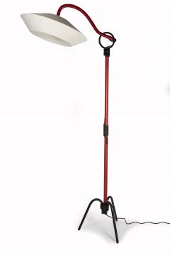 Jacques Adnet Rare Red Stitched Leather Floor Lamp By Jacques Adnet - 1231586