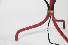 Jacques Adnet Rare Red Stitched Leather Floor lamp By Jacques Adnet - 1182823