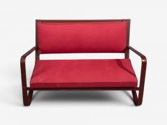 Jacques Adnet Rare Settee Leather Steel France 1950s - 4703594