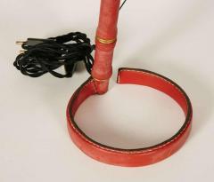 Jacques Adnet Rare Stitched Leather Lamp By Jacques Adnet - 853192