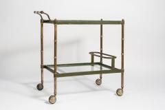 Jacques Adnet Rare Stitched leather Bar Cart by Jacques Adnet - 891101