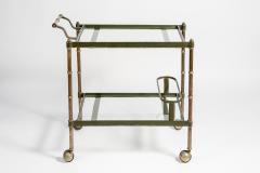 Jacques Adnet Rare Stitched leather Bar Cart by Jacques Adnet - 891106