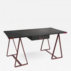 Jacques Adnet Rare Stitched leather Desk By Jacques Adnet - 892332