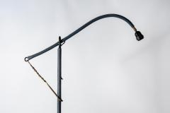 Jacques Adnet Rare floor lamp in blue stitched leather by Jacques Adnet - 1208234