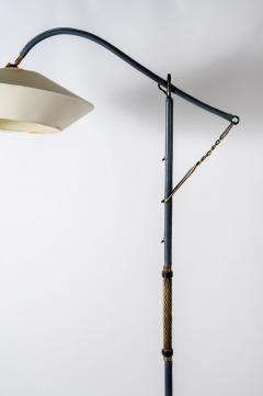 Jacques Adnet Rare floor lamp in blue stitched leather by Jacques Adnet - 1208238