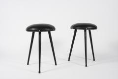 Jacques Adnet Rare pair of Stitched Leather stools by Jacques Adnet - 1182880