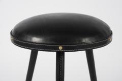 Jacques Adnet Rare pair of Stitched Leather stools by Jacques Adnet - 1182883