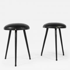 Jacques Adnet Rare pair of Stitched Leather stools by Jacques Adnet - 1183133